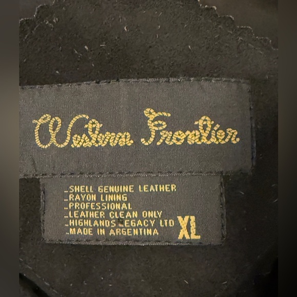 Vintage WESTERN FRONTIER leather vest 44 black SUEDE cowboy waistcoat XL rancher - Picture 7 of 11